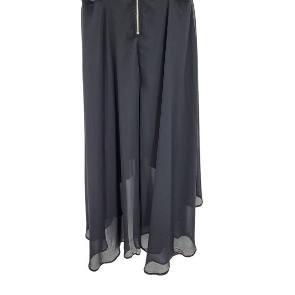 Divided H&M Gothic High Low Midi Maxi Dress 10 Black Sheer Side Cutout Punk - Picture 10 of 13